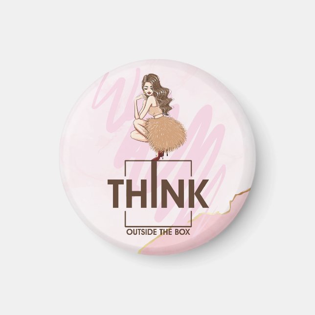 Think outside the box Lady Boss woman Magnet (Front)