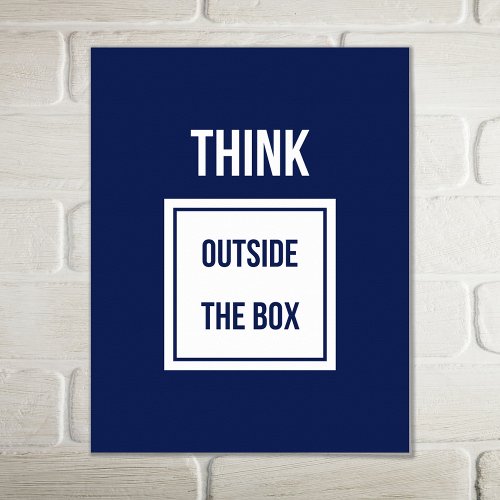 Think outside the box motivational blue poster