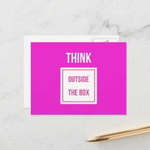 Think outside the box quote deep pink postcard