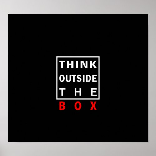 think outside the box red smart text quote clever poster