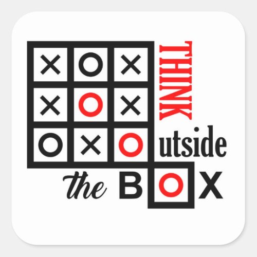 think outside the box tic tac toe extra smart clev square sticker
