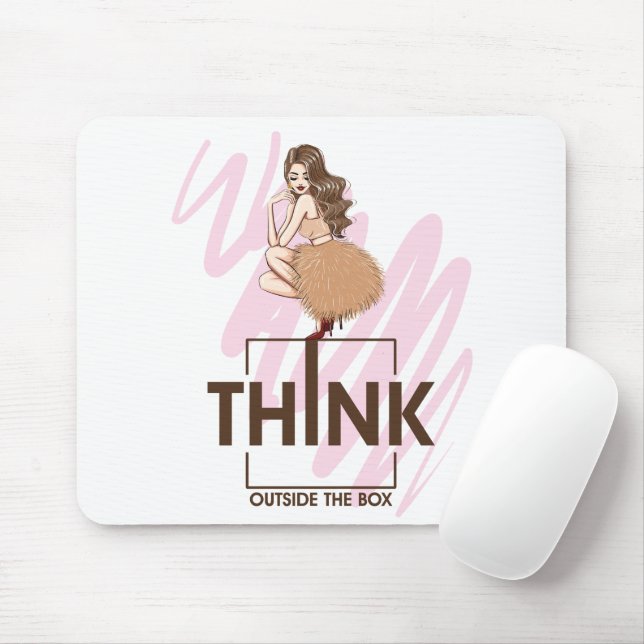 Think Outside the box woman Mouse Pad (With Mouse)