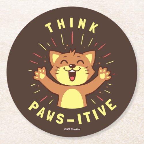 Think Paws_itive Round Paper Coaster