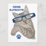 Think Pawsitive Positivity Quote Cute Cat Glasses Postcard