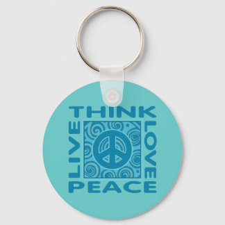 Think Peace. Love Peace. Live Peace. Keychain