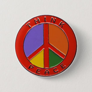 Think Peace Peace Sign Pinback Button