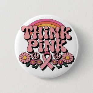 Think Pink Breast Cancer Awareness Design Button