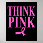 Think Pink Breast Cancer Awareness Design Men Wome Poster