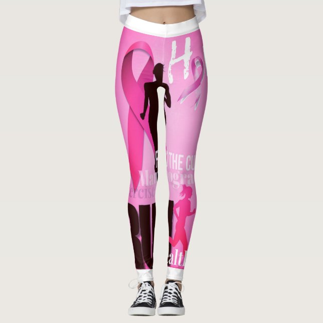 Think pink breast cancer awareness leggings (Front)