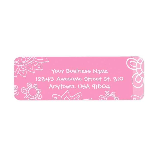Think Pink Girly Henna Flower Tattoo Fashion Label (Front)