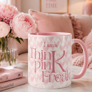 Think Pink Hearts pattern monogram Mug