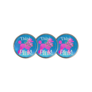 Think Pink Poodle  Golf Ball Marker