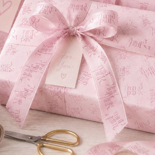 Think Pink Watercolor Pattern Monogram  Satin Ribbon