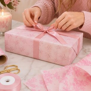 Think Pink Watercolor Pattern Monogram  Tissue Paper