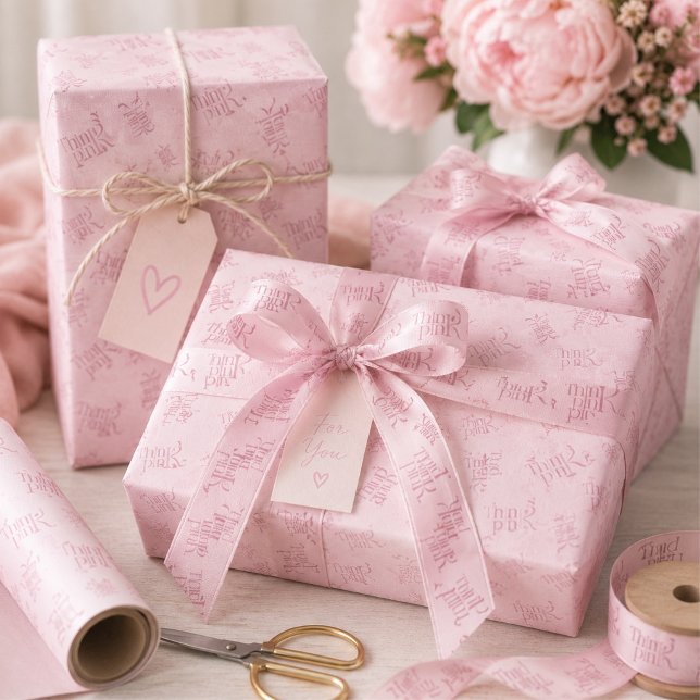 Think Pink Watercolor Pattern Monogram  Wrapping Paper (Creator Uploaded)