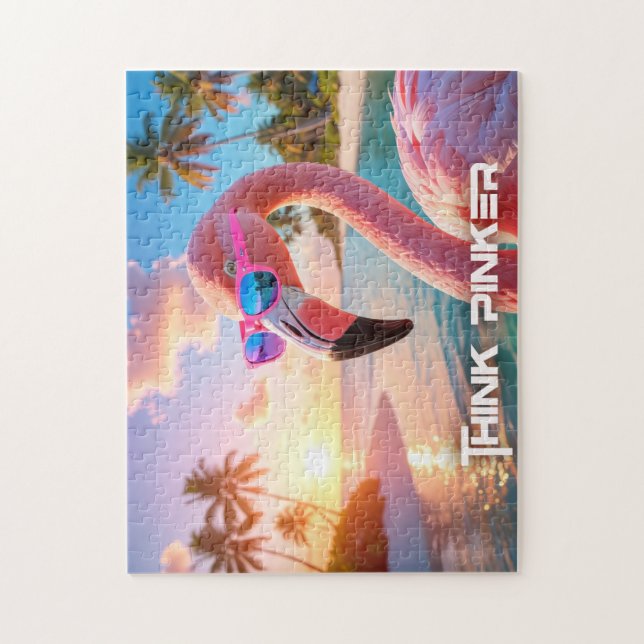 THINK PINKER - Flamingo PINK Jigsaw Puzzle (Vertical)
