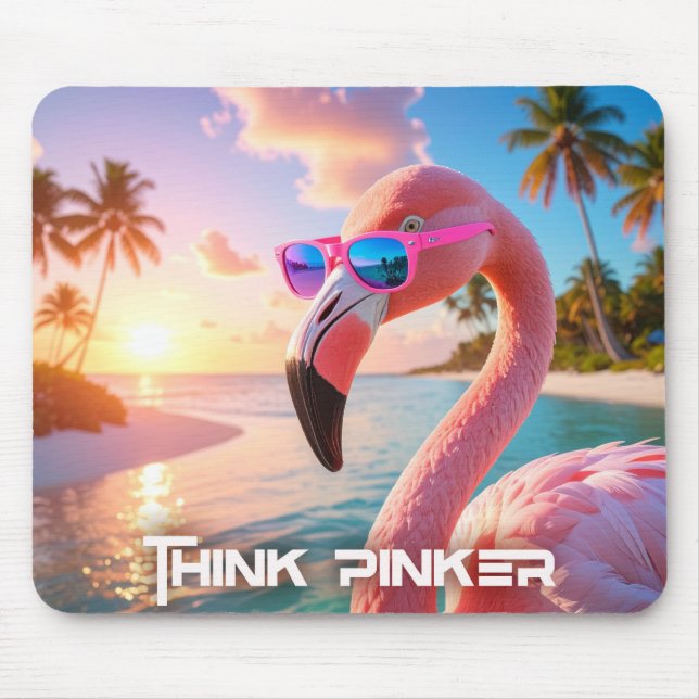 THINK PINKER - Flamingo PINK Mouse Pad (Front)