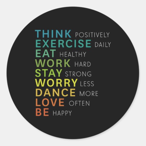 Think Positive Affirmation Inspirational Motivatio Classic Round Sticker