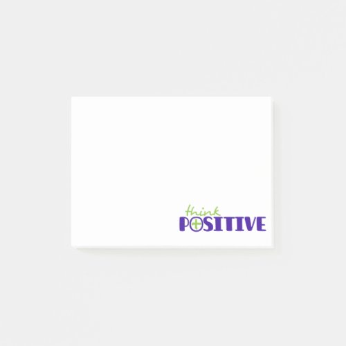 Think positive blue post it notes