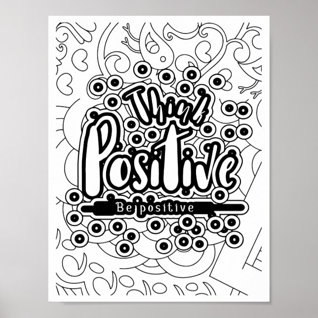 Think Positive - Coloring Page Poster (Front)