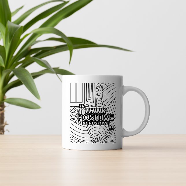 Think Positive – Motivational Line Art Mug (Creator Uploaded)