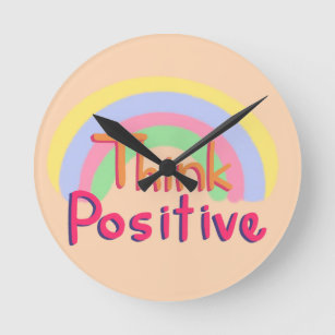 Think positive quote round clock