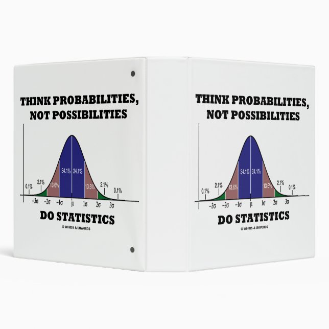 Think Probabilities, Not Possibilities Statistics 3 Ring Binder (Background)