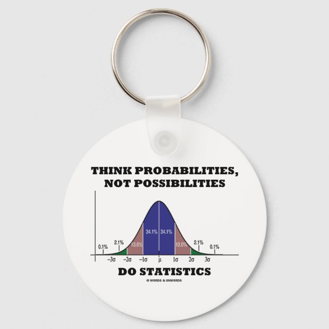 Think Probabilities, Not Possibilities Statistics Keychain (Front)