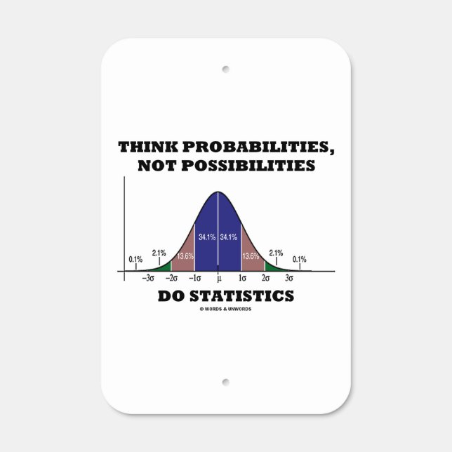 Think Probabilities, Not Possibilities Statistics Metal Sign (Front)