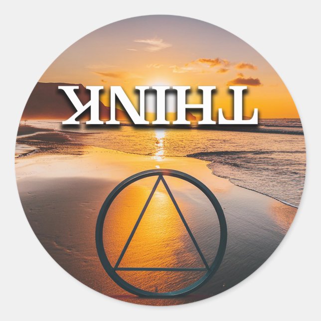 Think Recovery Slogan Sunrise Classic Round Sticker (Front)