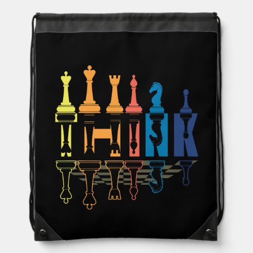 Think Retro Vintage Chess Pieces Player Coach Boar Drawstring Bag