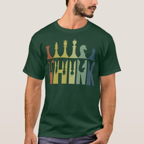 Think Retro Vintage Chess Pieces Player Gifts Ches T_Shirt