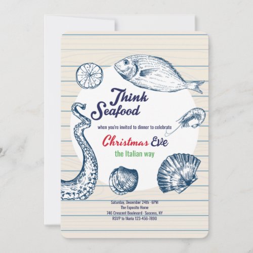 Think Seafood Dinner Party Invitation
