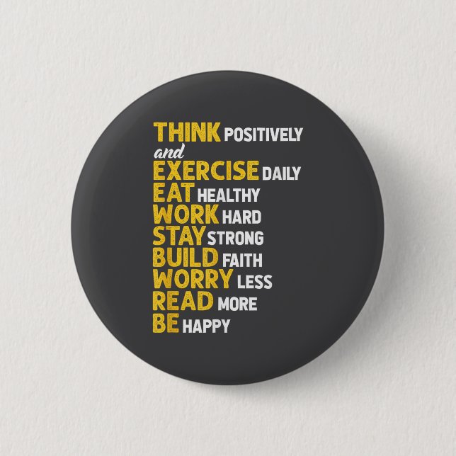 Think Sitively Exercise Daily Gym Workout Motivati Button (Front)