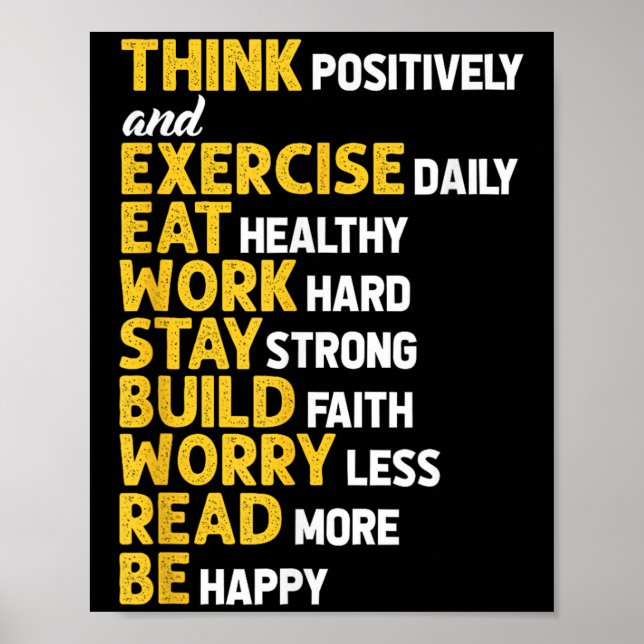 Think Sitively Exercise Daily Gym Workout Motivati Poster (Front)