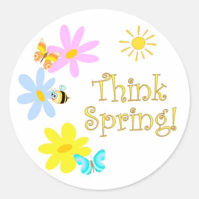 Think Spring Classic Round Sticker (Front)