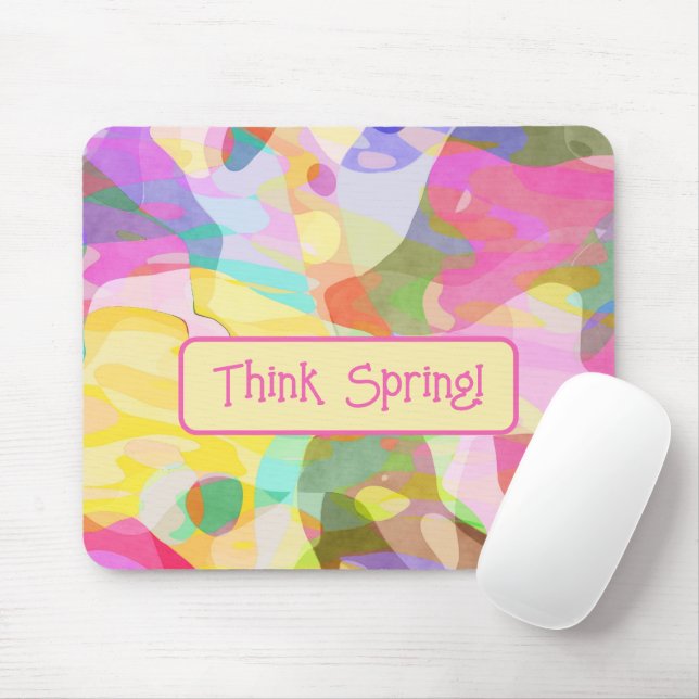 Think Spring! Pastel Abstract Art Design Mouse Pad (With Mouse)