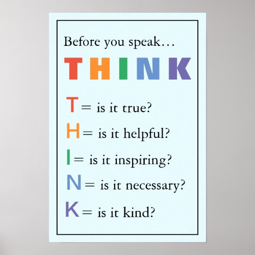 THINK Teachers Classroom Encouragement Poster