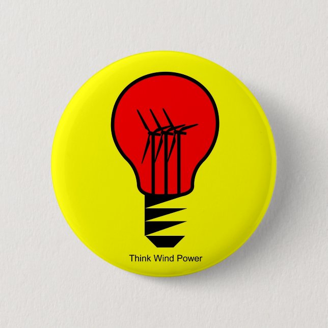 Think Wind Power Pinback Button (Front)