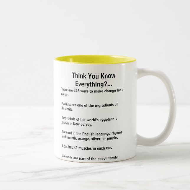 Think you know everything fun fact mug front/back (Right)