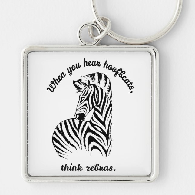 Think Zebras Keychain (Front)