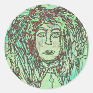 THINKER DREAD GREEN GRAFF CLASSIC ROUND STICKER