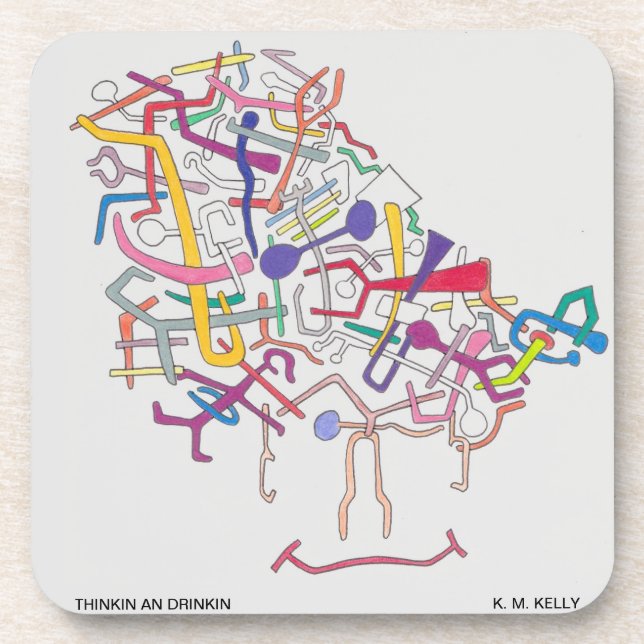 THINKIN AN DRINKIN -  BEVERAGE COASTER (Front)