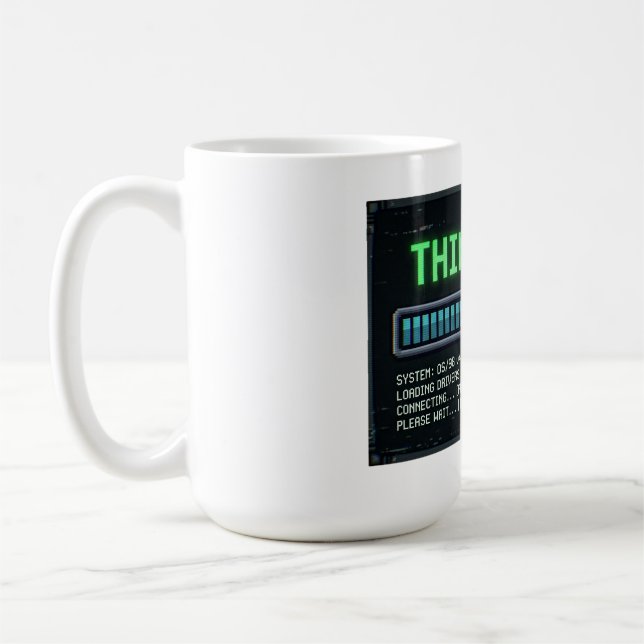 Thinking 99 Percent Loading Funny Retro Computer D Coffee Mug (Left)
