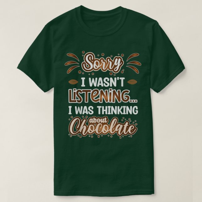 Thinking About Chocolate Funny Chocolate Lover  T-Shirt (Design Front)