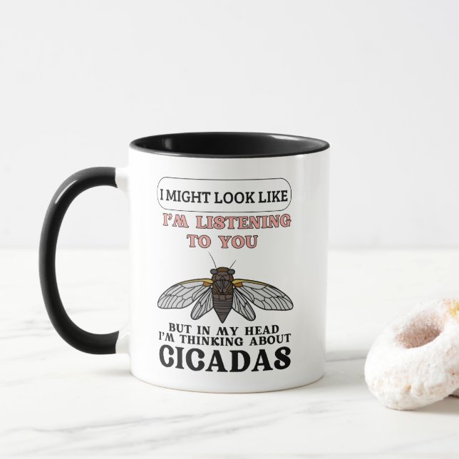 Thinking About Cicadas Mug (With Donut)