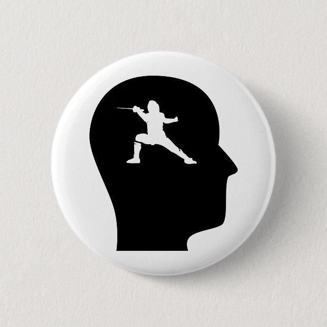 Thinking About Fencing Pinback Button (Front)