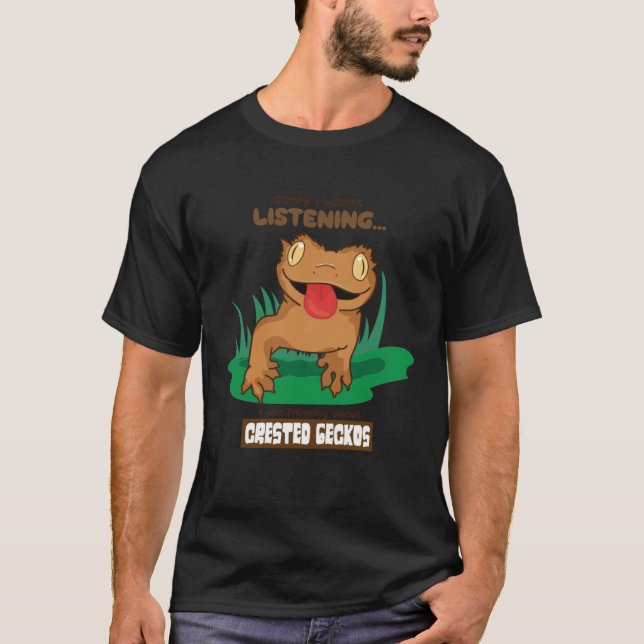 Thinking About Geckos Cute Lizard Reptile Animals T-Shirt (Front)