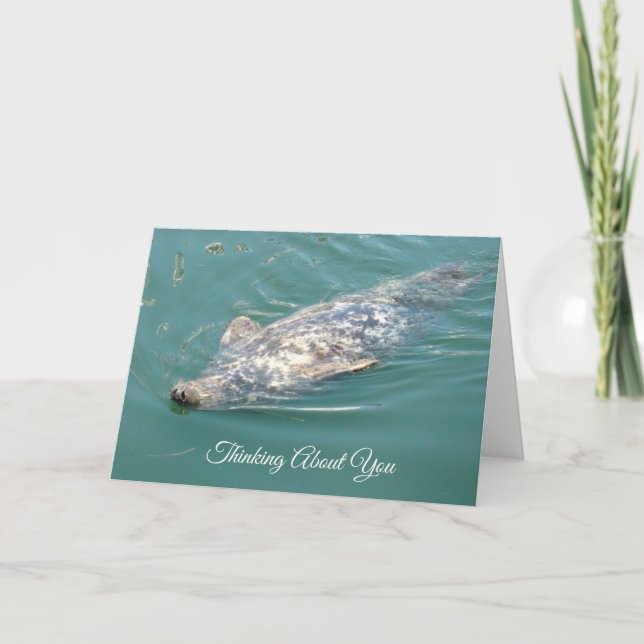 Thinking about you Cute Floating Seal Card (Front)