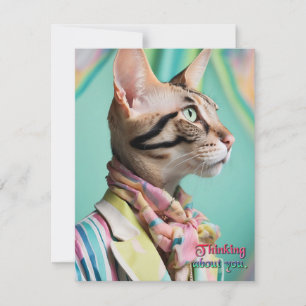 Thinking About You Dressed Up Cat Invitation